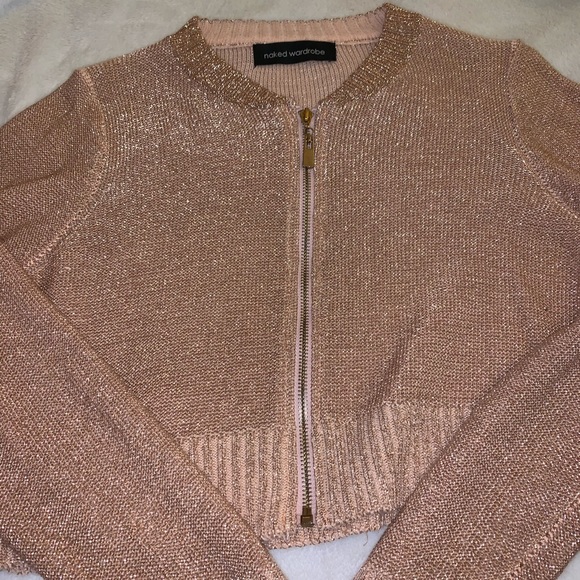 ✨Luxury Stunning Rose-Gold metallic sweater jacket - Picture 6 of 7